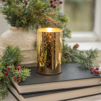 5" GOLD MERCURY GLASS 3D FLAME CANDLE