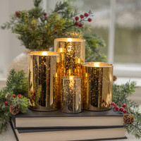 3" GOLD MERCURY GLASS 3D FLAME CANDLE