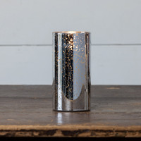 6" SILVER MERCURY GLASS 3D FLAME CANDLE
