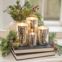 4" SILVER MERCURY GLASS 3D FLAME CANDLE