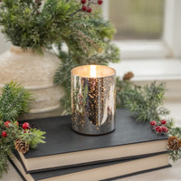 4" SILVER MERCURY GLASS 3D FLAME CANDLE