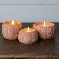 3.5" ORANGE JACK-O-LANTERN 3D FLAME CANDLE