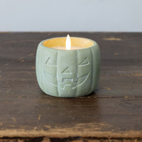 3.75" GREEN JACK-O-LANTERN 3D FLAME CANDLE