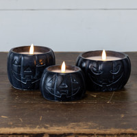 3.5" BLACK JACK-O-LANTERN 3D FLAME CANDLE