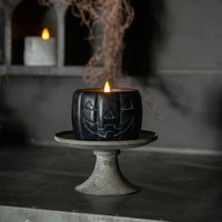 3.75" BLACK JACK-O-LANTERN 3D FLAME CANDLE