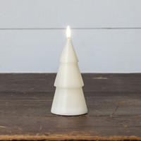7" CREAM 3D FLAME SMOOTH TREE CANDLE
