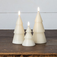 7.75" CREAM 3D FLAME SMOOTH TREE CANDLE