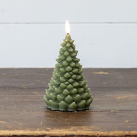 7" DARK GREEN 3D FLAME BALSAM TREE CANDLE