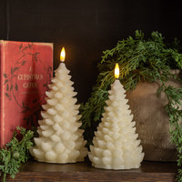 8" CREAM SHIMMER 3D FLAME BALSAM TREE CANDLE
