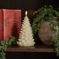 8" CREAM SHIMMER 3D FLAME BALSAM TREE CANDLE