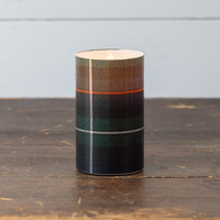 5" GREEN, BLACK & WHITE TARTAN 3D FLAME GLASS CANDLE