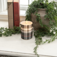 4" BLACK & WHITE TARTAN 3D FLAME GLASS CANDLE