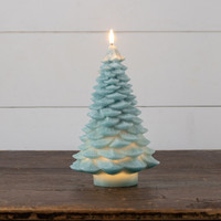 11.5" LIGHT GREEN SPRUCE 3D FLAME TREE CANDLE