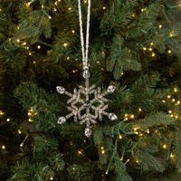 5.5" ANTIQUE SILVER RHINESTONE SNOWFLAKE ORNAMENT