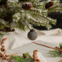 2" GOLD & GREY KUGEL ORNAMENT