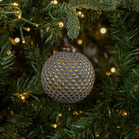3" GOLD & GREY KUGEL ORNAMENT