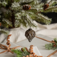 3.5" SILVER GEOMETRIC KUGEL ORNAMENT