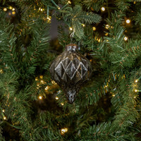 4.5" SILVER GEOMETRIC KUGEL ORNAMENT