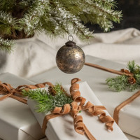 3" SILVER CRACKLE KUGEL ORNAMENT