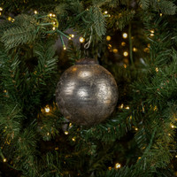4" SILVER CRACKLE KUGEL ORNAMENT