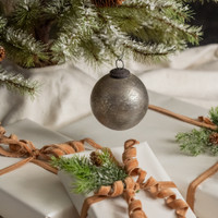 4" SILVER CRACKLE KUGEL ORNAMENT