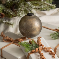 6" SILVER CRACKLE KUGEL ORNAMENT