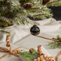 2.5" BLACK KUGEL ORNAMENT W/ GOLD STRIPE