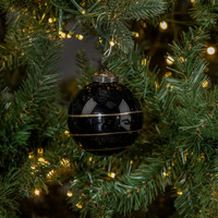 3" BLACK KUGEL ORNAMENT W/ GOLD STRIPE