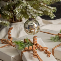 4" SILVER KUGEL ORNAMENT W/ GOLD SNOWFLAKE
