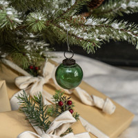 2" TRANSPARENT GREEN GLASS ORNAMENT