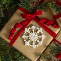 WHITE LEAH SNOWFLAKE ORNAMENT