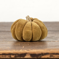 3"  GREEN FLOCKED PUMPKIN W/ GOLD STEM