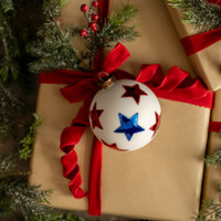 PATRIOTIC ORNAMENT W/ BLUE & RED STARS