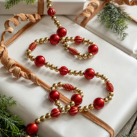 6' GOLD & RED BEADED  GARLAND