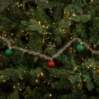 9' GLITTERED GREEN & RED GARLAND W/ SILVER TINSEL