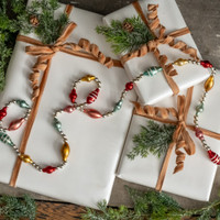 6' BLUE, GOLD & RED BEADED GARLAND