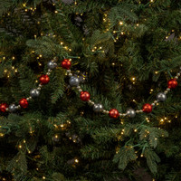6' RED & SILVER BEADED GARLAND