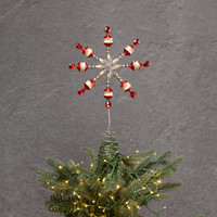 RED & SILVER BEADED SNOWFLAKE TREE TOPPER