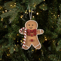 GINGERBREAD MAN W/ CANDY CANE ORNAMENT
