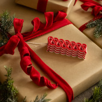RED & WHITE RIBBON CANDY ORNAMENT