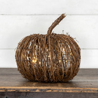 11.5" LIGHTED RATTAN PUMPKIN