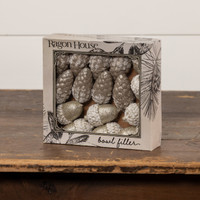 FROSTED ACORN & PINECONE BOWL FILLER