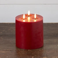 7" RED 3 WICK 3D FLAME CANDLE