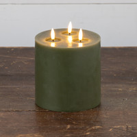 7" DARK GREEN 3 WICK 3D FLAME CANDLE