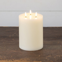 9" CREAM 3 WICK 3D FLAME CANDLE