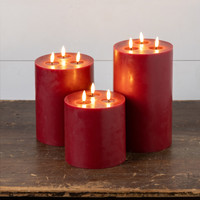 9" RED 3 WICK 3D FLAME CANDLE
