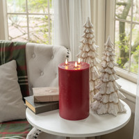 11" RED 3 WICK 3D FLAME CANDLE