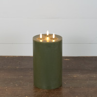 11" DARK GREEN 3 WICK 3D FLAME CANDLE