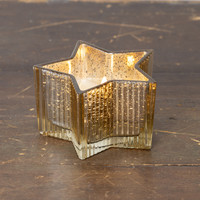 5.5" GOLD MERCURY GLASS STAR 3D FLAME CANDLE