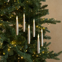 SET/ 6 CREAM SHIMMER HANGING LED CANDLES